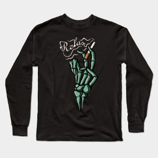 Relaxed Cigarette Skeleton Long Sleeve T-Shirt